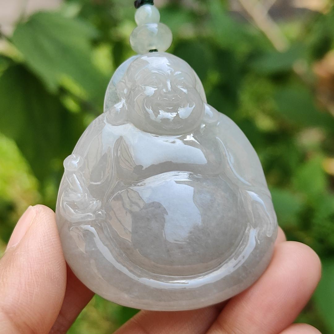 Rare Old Collection Natural Type A Jadeite Jade Pendant Necklace crafted as Milo Buddha with certificate weigh 56.32 grams, measurement 54.2 * 45.6 * 12.8 mm (pendant181)