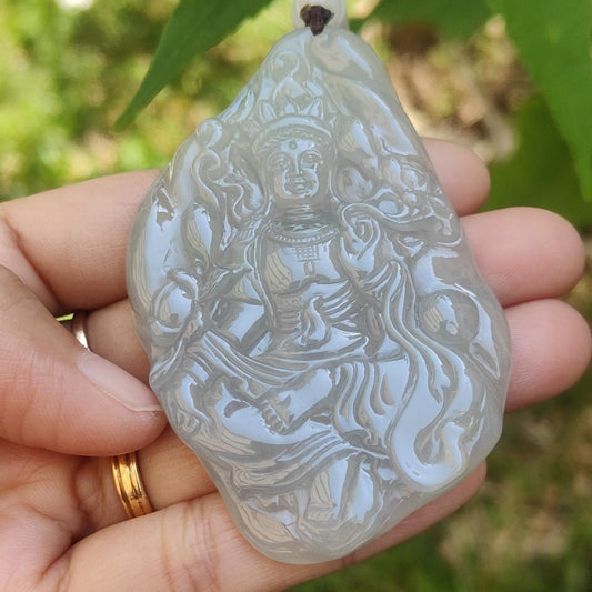 Rare Premium Quality Natural Type A Jadeite Jade crafted with Tara as a pendant with certificate weigh 46.31 grams, measurement 72.7 * 46.2 * 8.3 mm (pendant194)