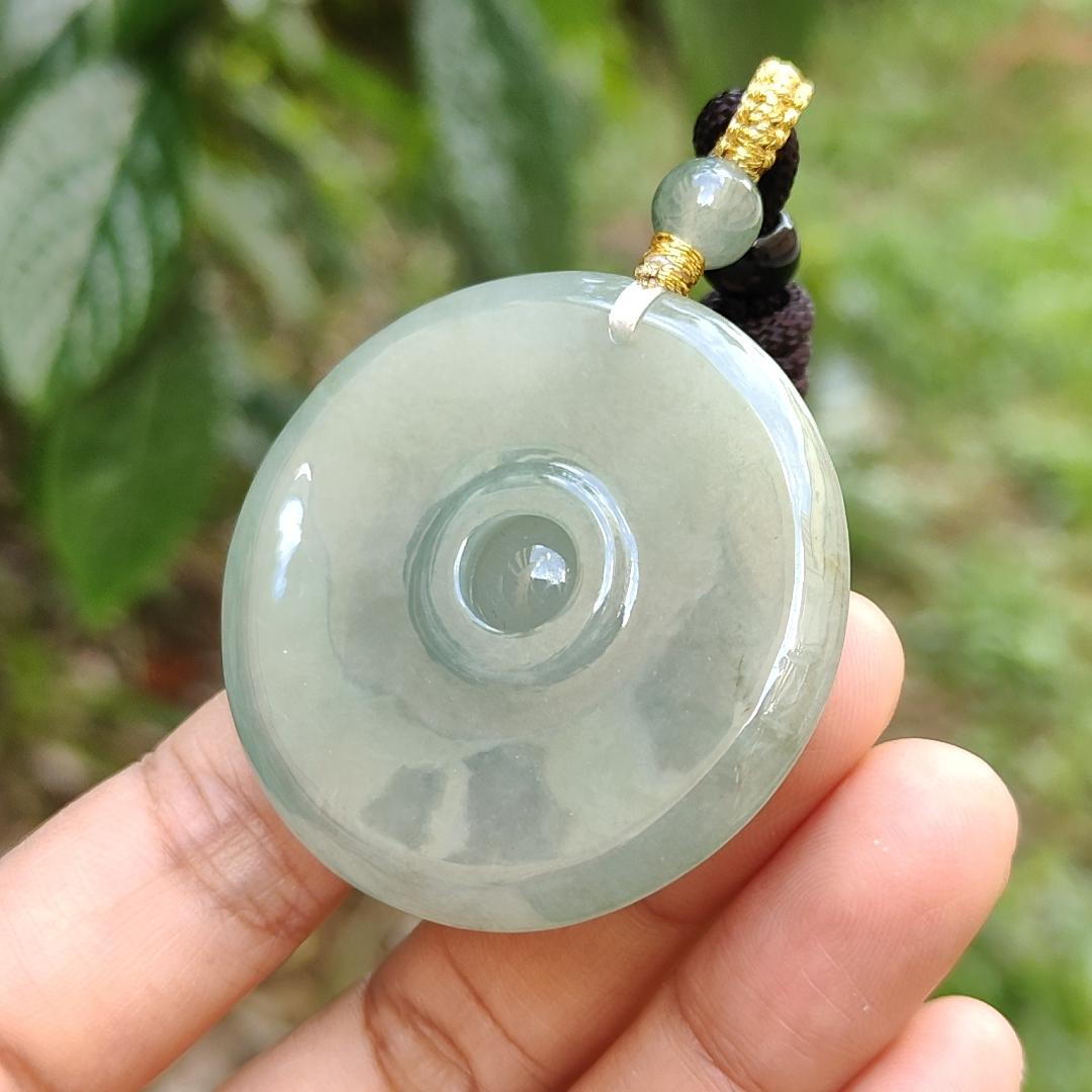 Premium Quality Light Green Natural Type A Jadeite Jade Pendant Necklace crafted with Old School Style Dragon, certificate included weigh 29.48 grams, measurement 42 * 42 * 11 (pendant174)