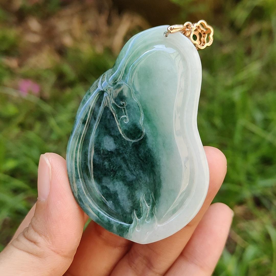 Very Rare Green Tiger Natural Type A Jadeite Pendant with certificate weight 32.24 grams, 62.70 * 41 * 7.60 mm, excellent for the tiger's lover collection for your daily wear (pendant113)