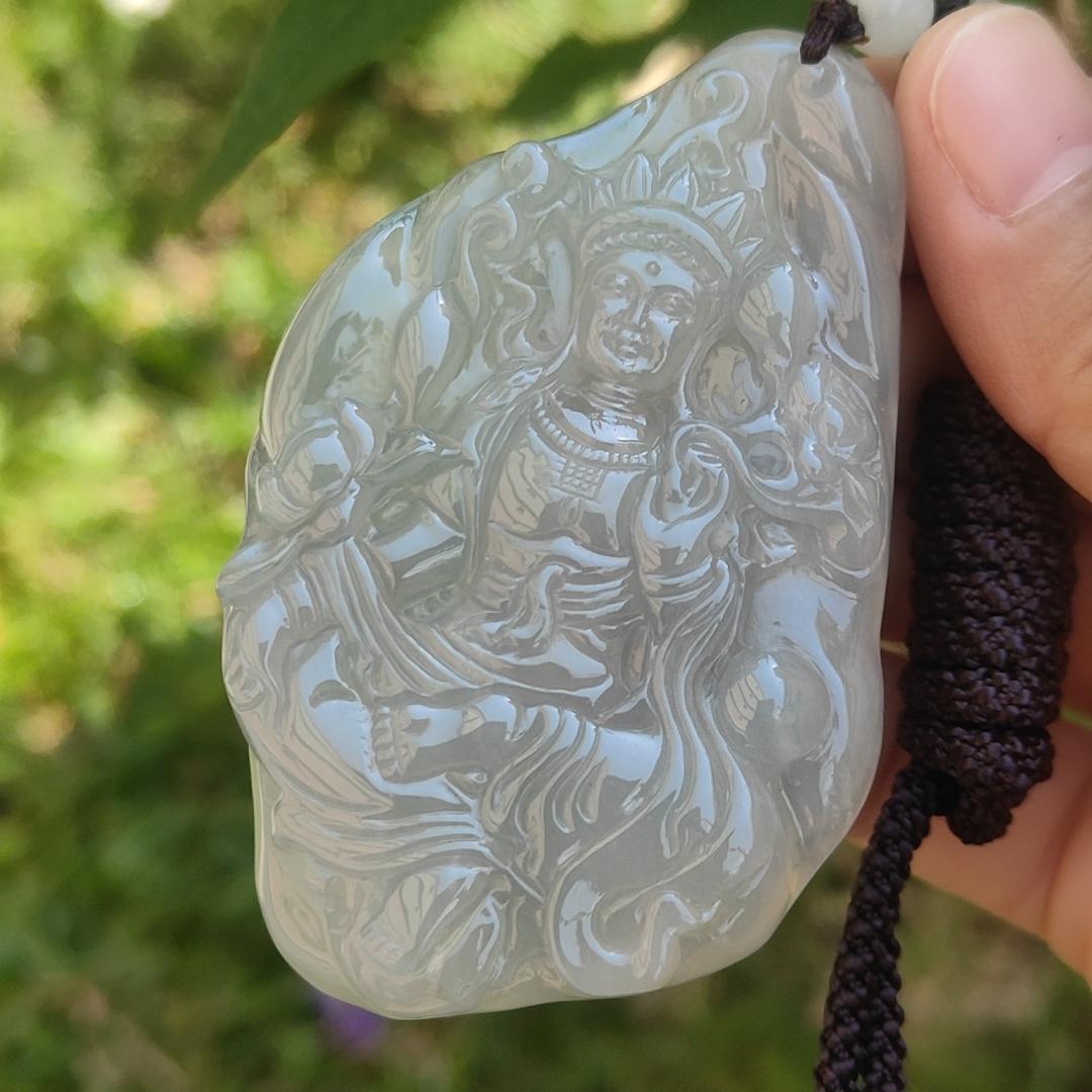 Rare Premium Quality Natural Type A Jadeite Jade crafted with Tara as a pendant with certificate weigh 46.31 grams, measurement 72.7 * 46.2 * 8.3 mm (pendant194)