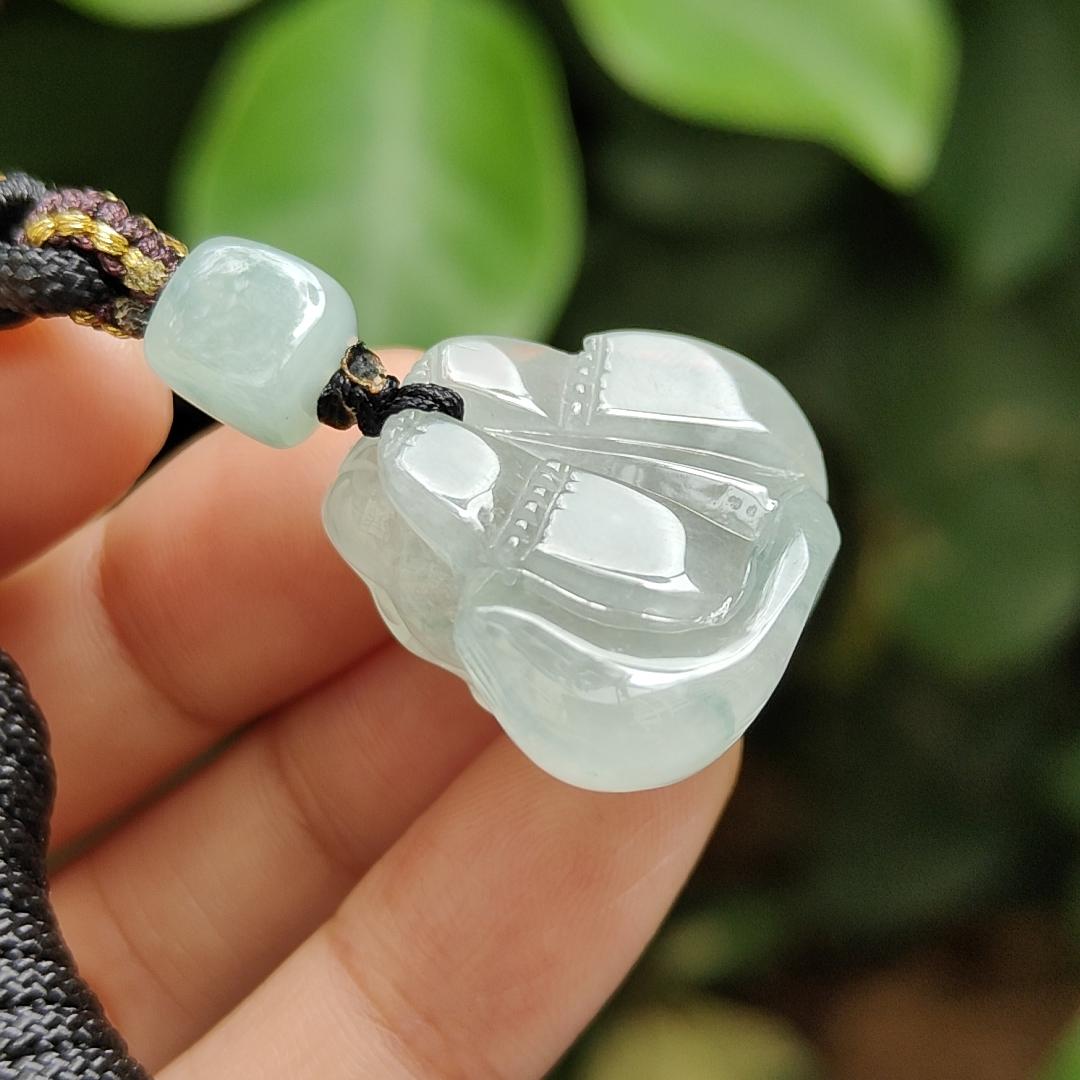 High Quality Light Green Hue with Green Patches Natural Type A Jadeite Jade crafted as Squirrel as Pendant, certificate weighs 11.1 grams, measurement 22.7 * 22.8 * 14 mm (pendant298)