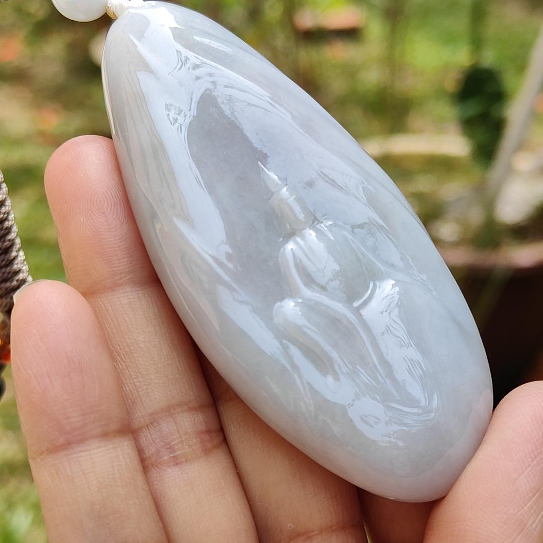 Limited time offer - Crafted with faceless buddha on Natural Type A Jadeite Jade as a Pendant with certificate weigh 77.91 grams, measurement 80.8 * 37.3 * 12.6 mm (pendant210)