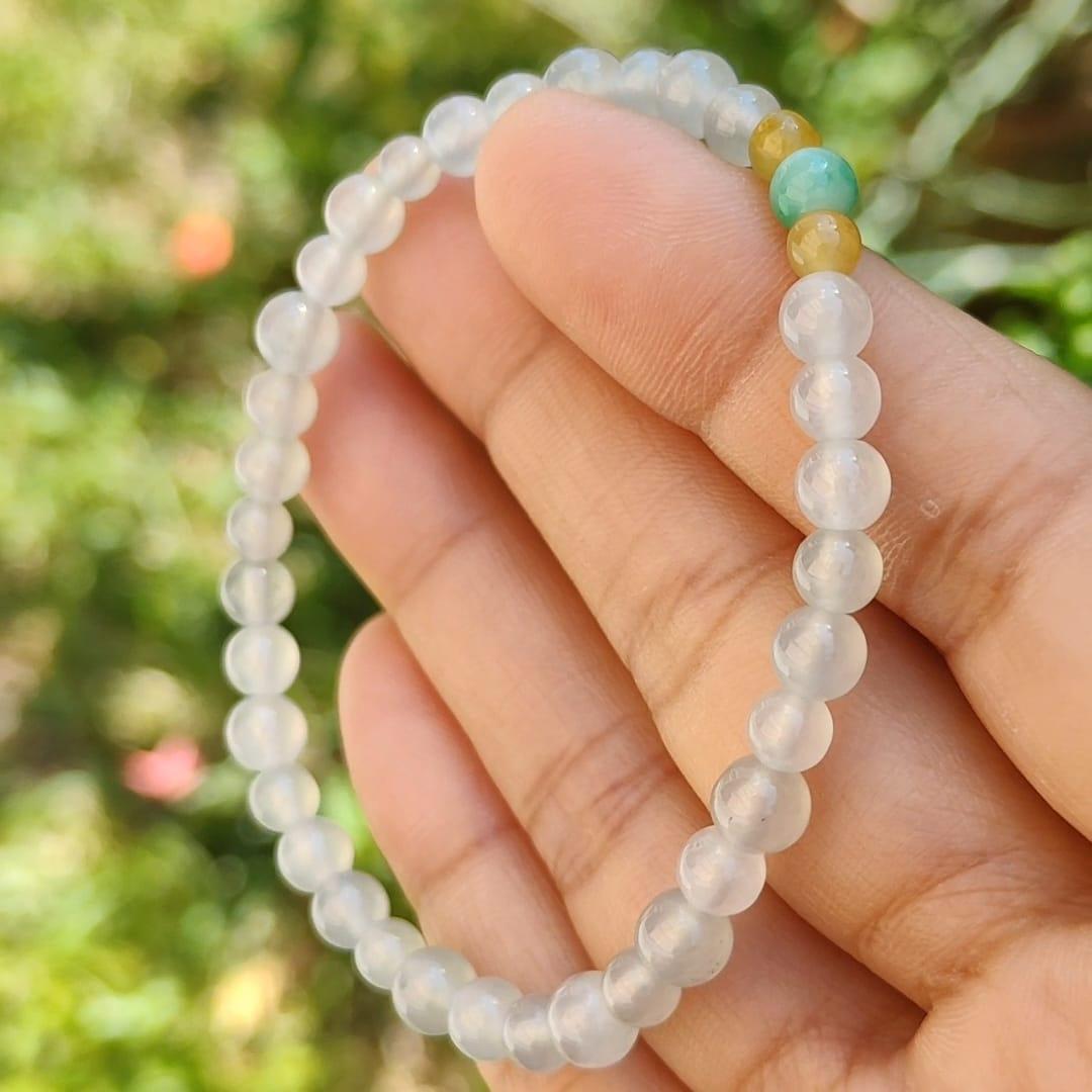 Icy Variety with Good Translucency Natural Type A Jadeite Bracelet measurement at 5.7mm with 37 beads, certificate included weigh 8.60 grams, suitable for casual wear and yet look elegant (bracelet6)