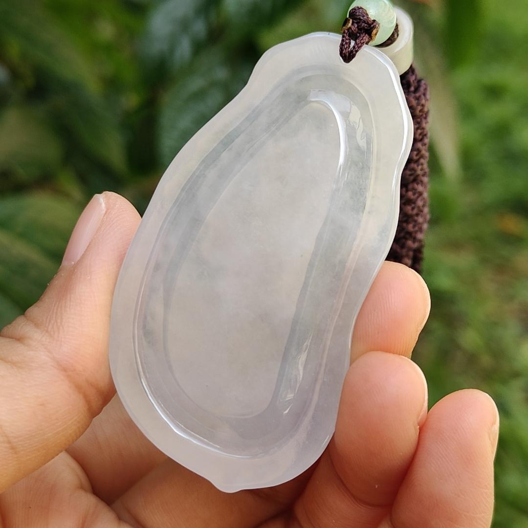 Semi Icy Rare Old School Natural Type A Jadeite Jade Pendant Necklace crafted as Manjushri Bodhisattva without Mount with certificate weigh 25.28 grams, 58 * 33.2 * 7.3 mm (pendant167)