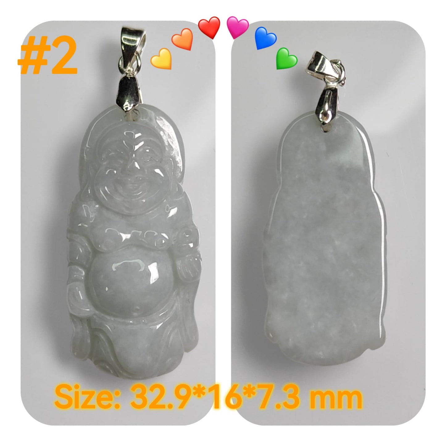 Casual Daily Wear - Natural Type A Jadeite Jade - crafted as Standing buddha to use as a Pendant - No Certitficate - with S990 Clasp (Choose #1 to #8)