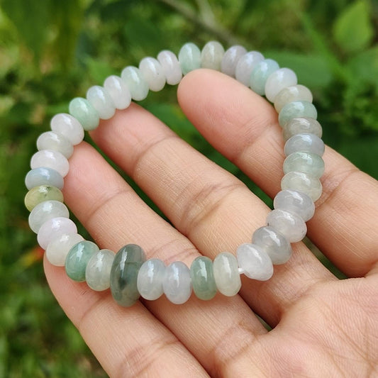 Multi Colors Natural Type A Jadeite Jade 36 Beads around 8.2 mm bracelet with certificate weigh 23.43 grams (bracelet14)