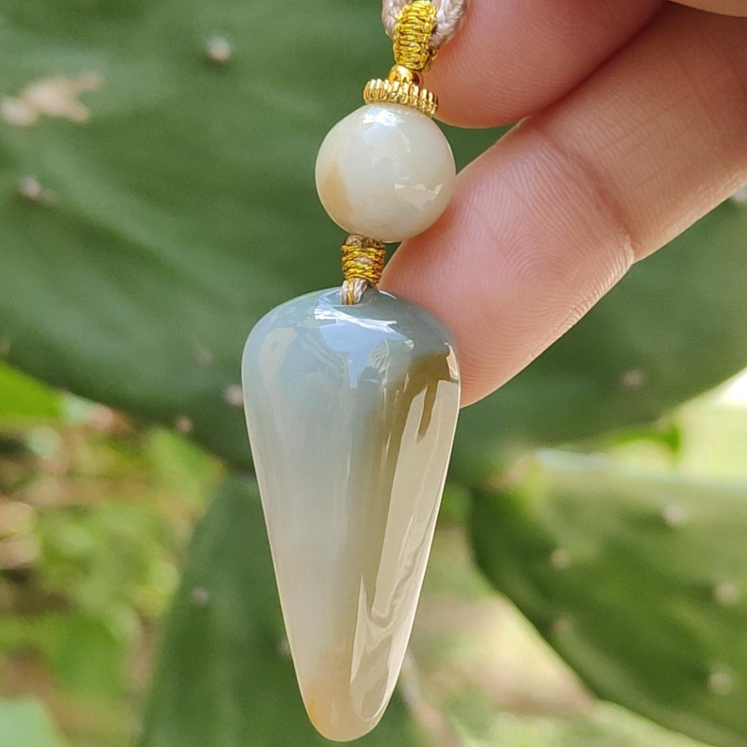 Stunning piece of Natural Type A Jadeite Pendant Necklace crafted with nothing, symbols of Peace and peace, everything goes well, with GIC labs approved certificate weigh 10.79 grams, 35.5 * 18.3 * 8.8 mm, very suitable for daily wear (pendant39)