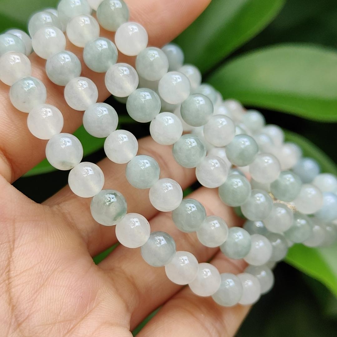 High Quality Good Translucent Natural Type A Jadeite Jade crafted as 112 beads with 99% perfection as Bracelet or Necklace certificate weighs 52.21 grams, measurement 6.6 mm (bracelet28)