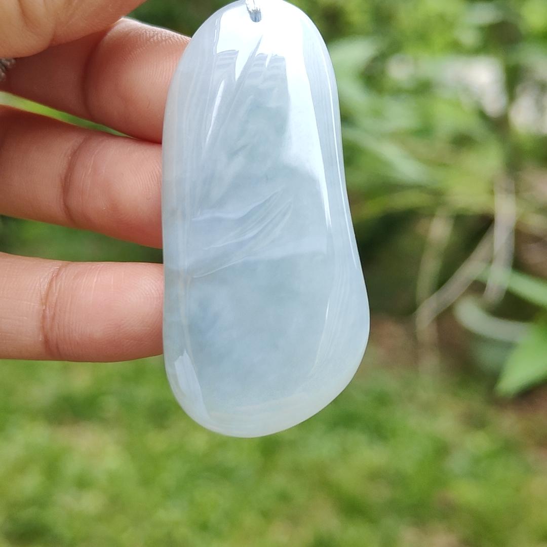 Sky Blue Natural Type A Jadeite pendant with certificate faceless buddha weight 22.44 grams, 50.60 * 23.60 * 9.30 mm suitable for daily wear (pendant123)