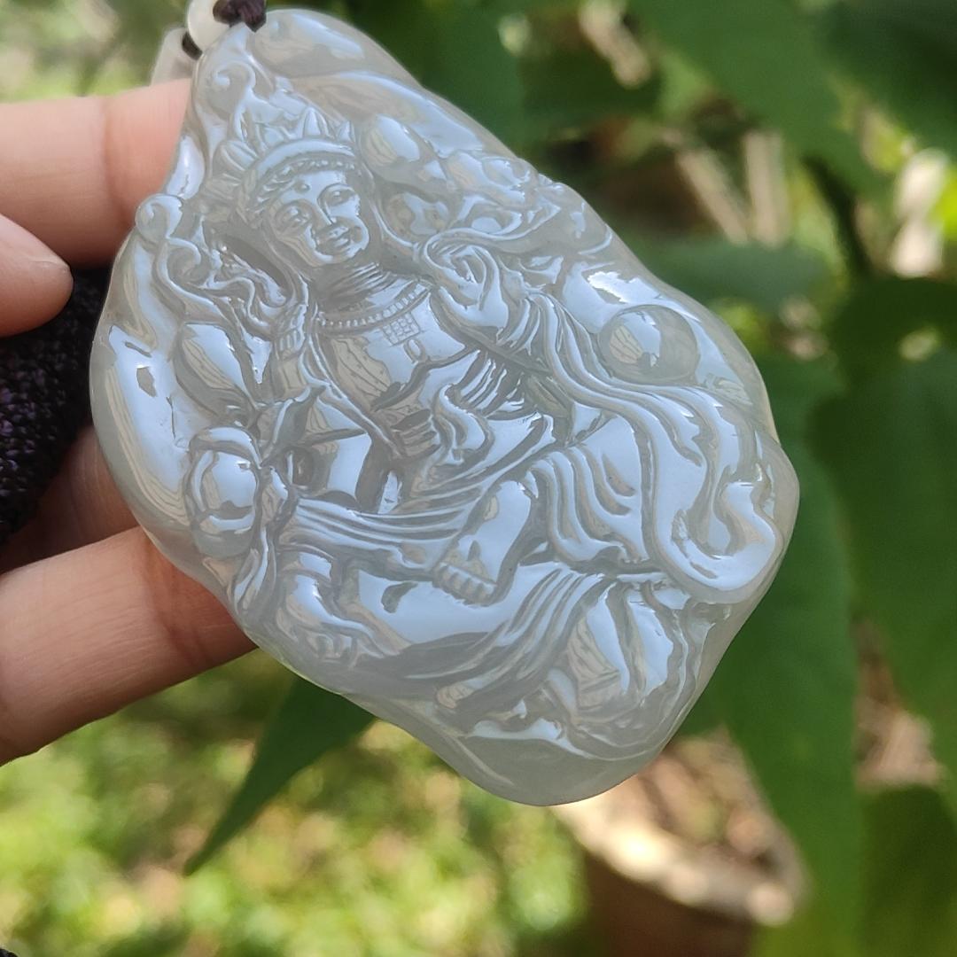 Rare Premium Quality Natural Type A Jadeite Jade crafted with Tara as a pendant with certificate weigh 46.31 grams, measurement 72.7 * 46.2 * 8.3 mm (pendant194)