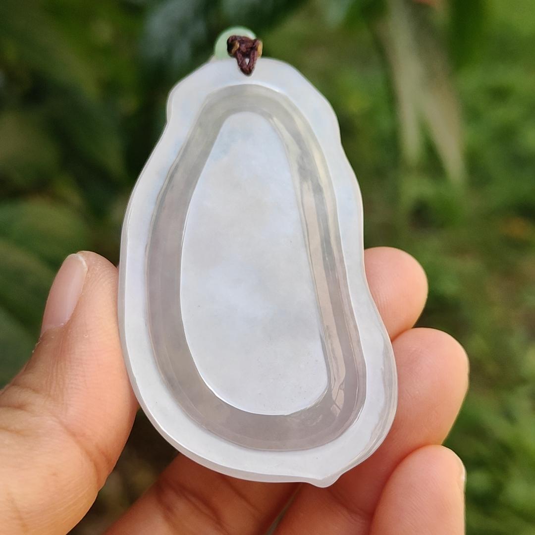 Semi Icy Rare Old School Natural Type A Jadeite Jade Pendant Necklace crafted as Manjushri Bodhisattva without Mount with certificate weigh 25.28 grams, 58 * 33.2 * 7.3 mm (pendant167)