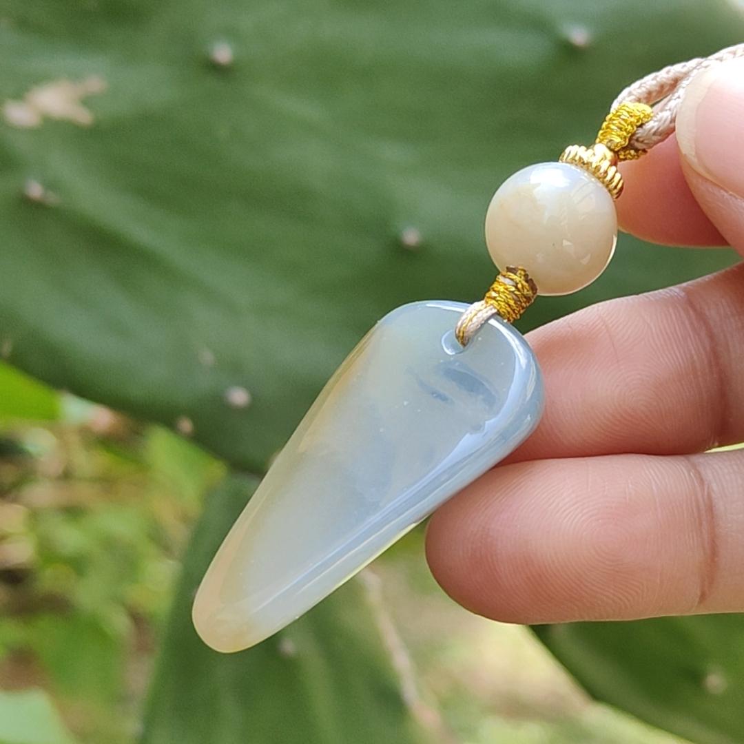 Stunning piece of Natural Type A Jadeite Pendant Necklace crafted with nothing, symbols of Peace and peace, everything goes well, with GIC labs approved certificate weigh 10.79 grams, 35.5 * 18.3 * 8.8 mm, very suitable for daily wear (pendant39)