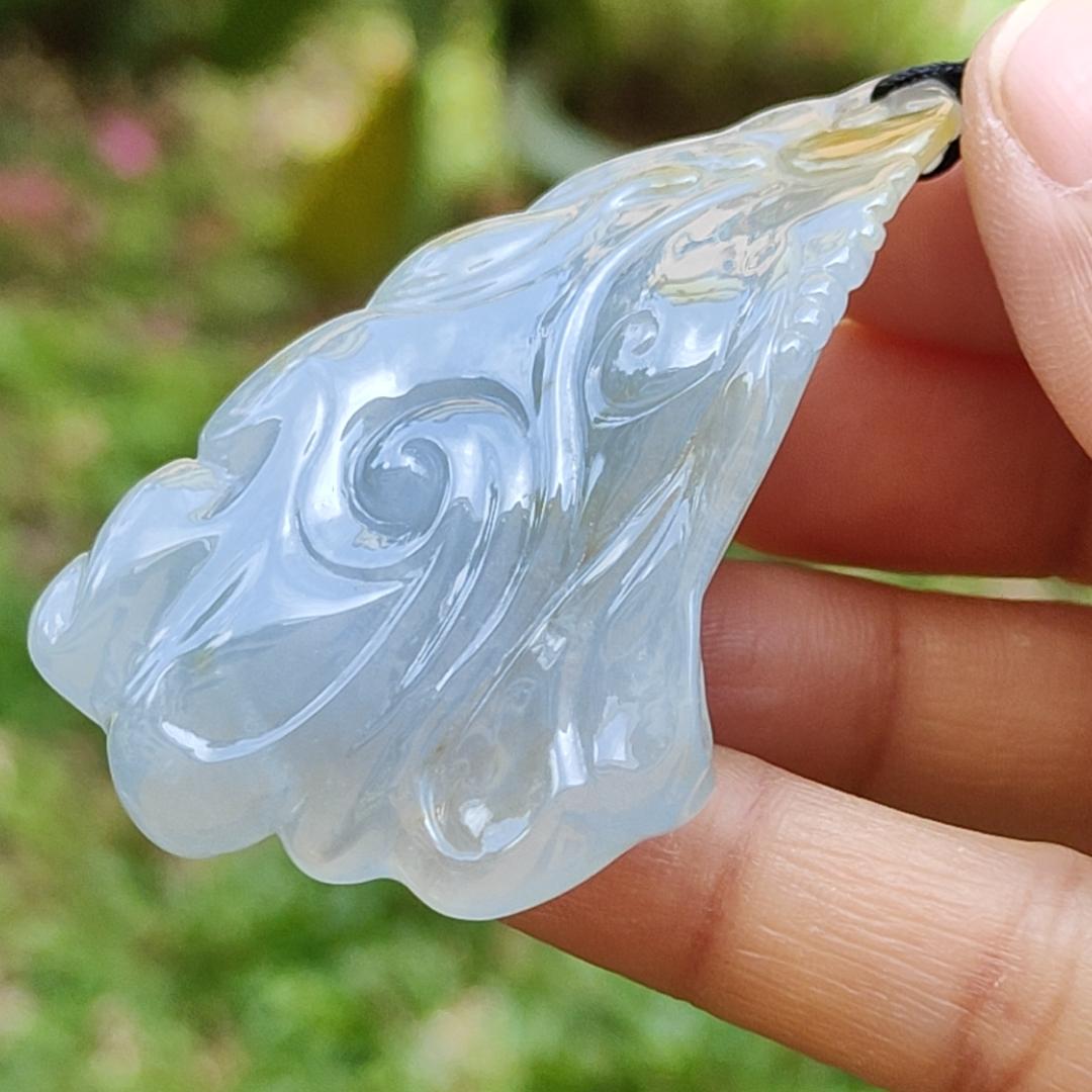 High Premium Light Lavender and Yellow Natural Type A Jadeite Jade crafted with Milo Buddha as Pendant, certificate weighs 49.13 grams, measurement 58.6 * 39.5 * 18.7 mm (pendant284)