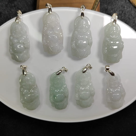 Casual Daily Wear - Natural Type A Jadeite Jade - crafted as Standing buddha to use as a Pendant - No Certitficate - with S990 Clasp (Choose #1 to #8)