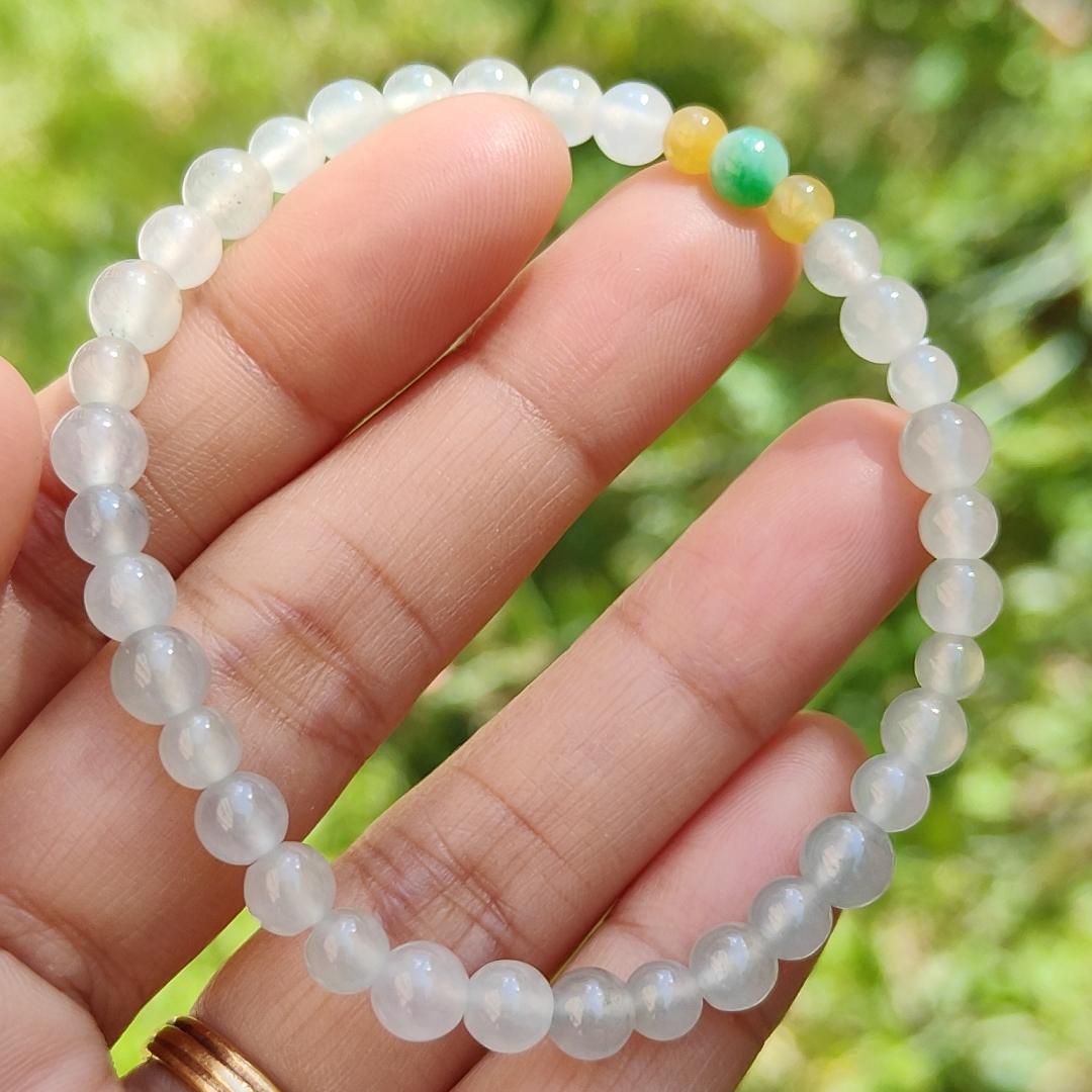 Icy Variety with Good Translucency Natural Type A Jadeite Bracelet measurement at 5.7mm with 37 beads, certificate included weigh 8.60 grams, suitable for casual wear and yet look elegant (bracelet6)