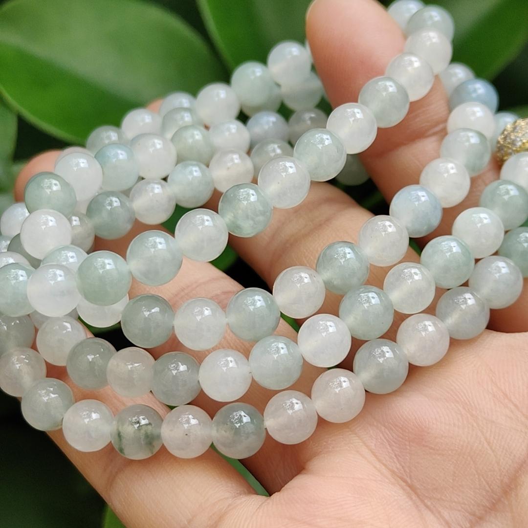 High Quality Good Translucent Natural Type A Jadeite Jade crafted as 112 beads with 99% perfection as Bracelet or Necklace certificate weighs 52.21 grams, measurement 6.6 mm (bracelet28)