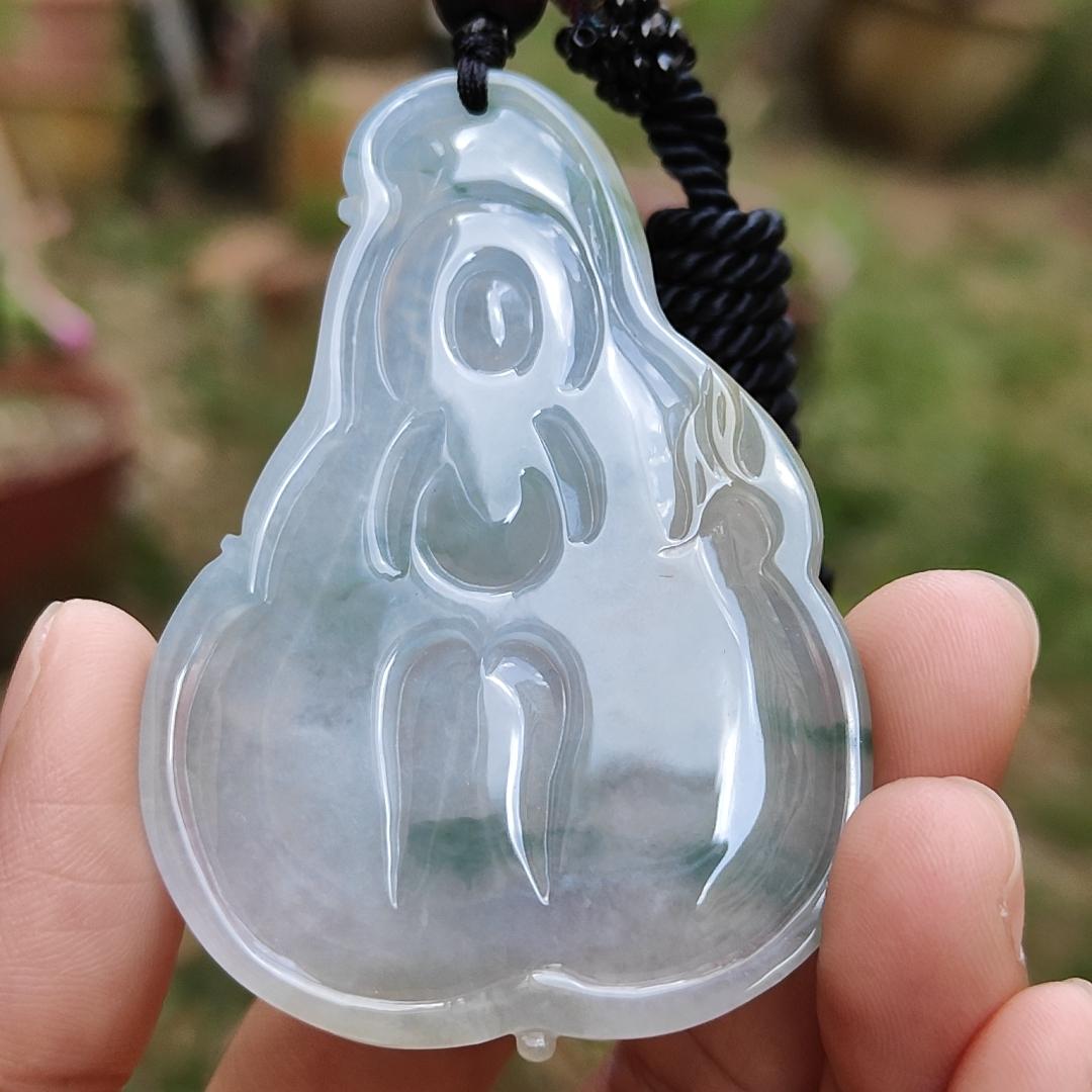 High Quality Light Lavender, Light Green with Yellow patches Natural Type A Jadeite Jade crafted with Guanyin as Pendant, certificate weigh 27.22 grams, measurement 63 * 44.3 * 6.8 mm (pendant229)