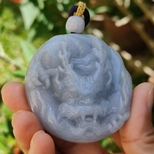 Lavender Domineering Dragon Pendant Necklace Natural Type A Jadeite with certificate included weigh 66.61 grams, 53.3 * 53.1 * 13.7 mm, suitable for your daily wear