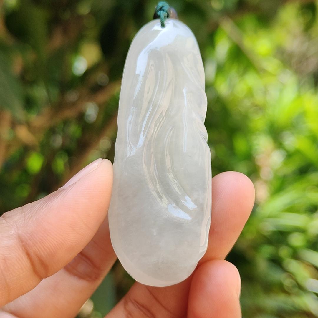 High Quality Light Green Hue Natural Type A Jadeite Jade crafted with Faceless Guanyin as Pendant, Certificate weighs 33.26 grams, measurement 63.8 * 23.6 * 12.2 mm (pendant237)