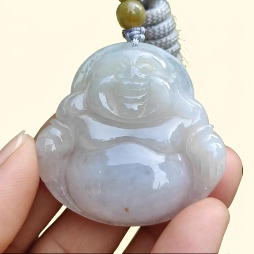 Quality Semi Translucent Natural Type A Jadeite Jade crafted as Milo Buddha as Pendant, certificate weighs 12.57 grams, measurement 37.5 * 38.9 * 6.3 mm (pendant275)