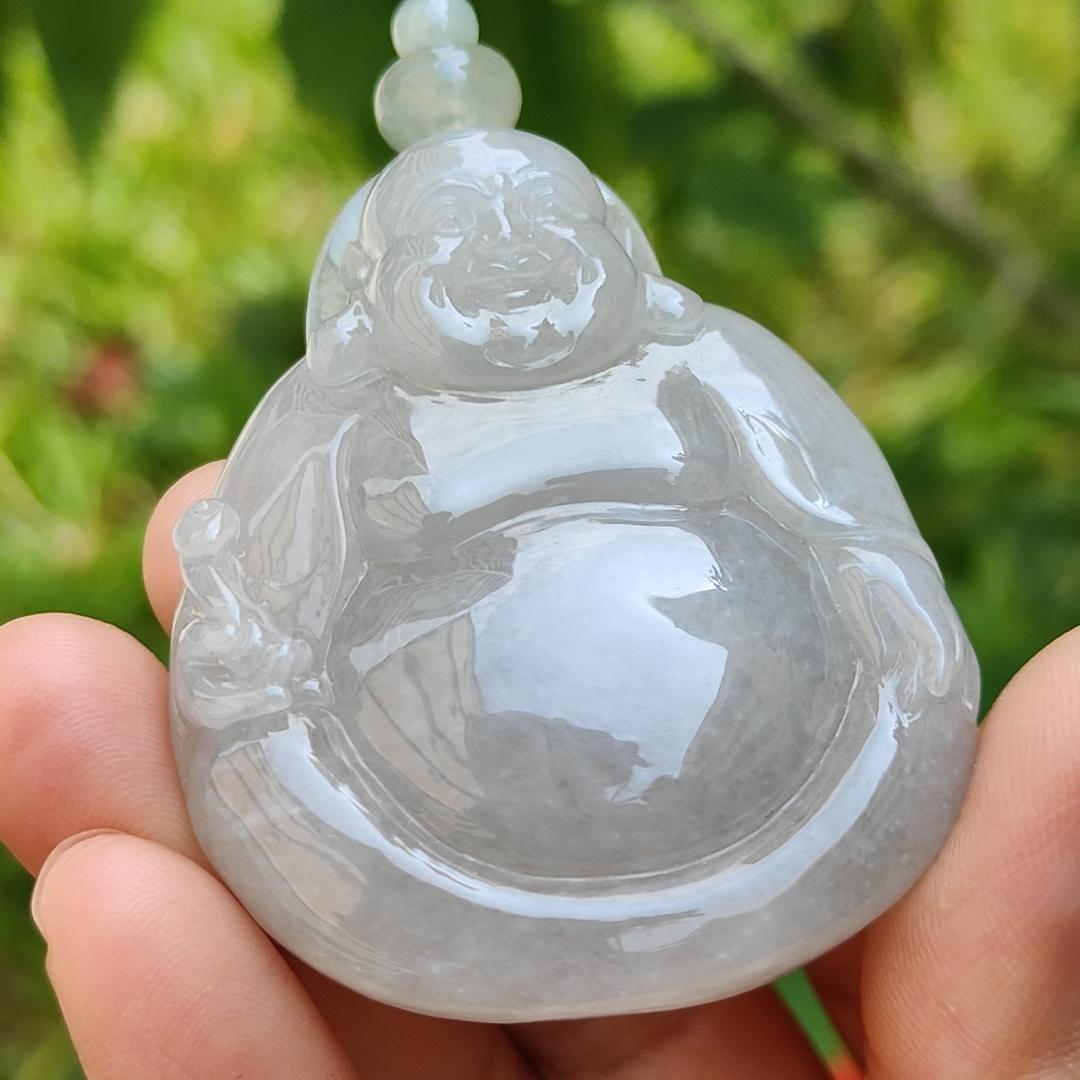 Rare Old Collection Natural Type A Jadeite Jade Pendant Necklace crafted as Milo Buddha with certificate weigh 56.32 grams, measurement 54.2 * 45.6 * 12.8 mm (pendant181)