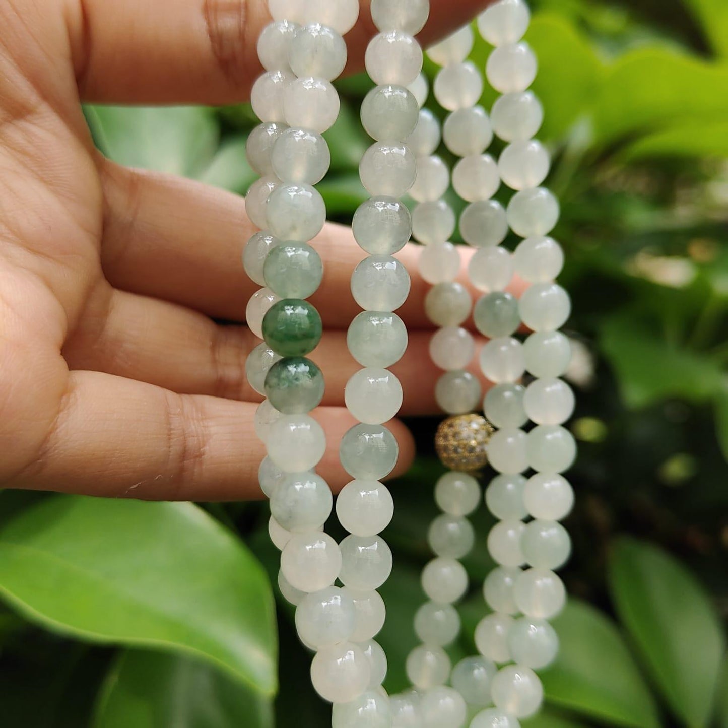 High Quality Good Translucent Natural Type A Jadeite Jade crafted as 112 beads with 99% perfection as Bracelet or Necklace certificate weighs 52.21 grams, measurement 6.6 mm (bracelet28)