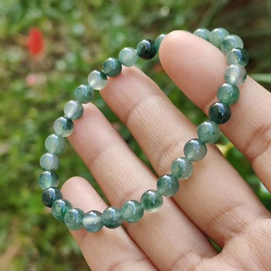 Premium grade 30 beads floating Icy green with floating Icy bluish green Natural Type A Jadeite Bracelet, size 6mm weigh 10.77 grams with GIC approved labs certificate, Mid Year Offer Price, suitable for collection and rare (bracelet9)