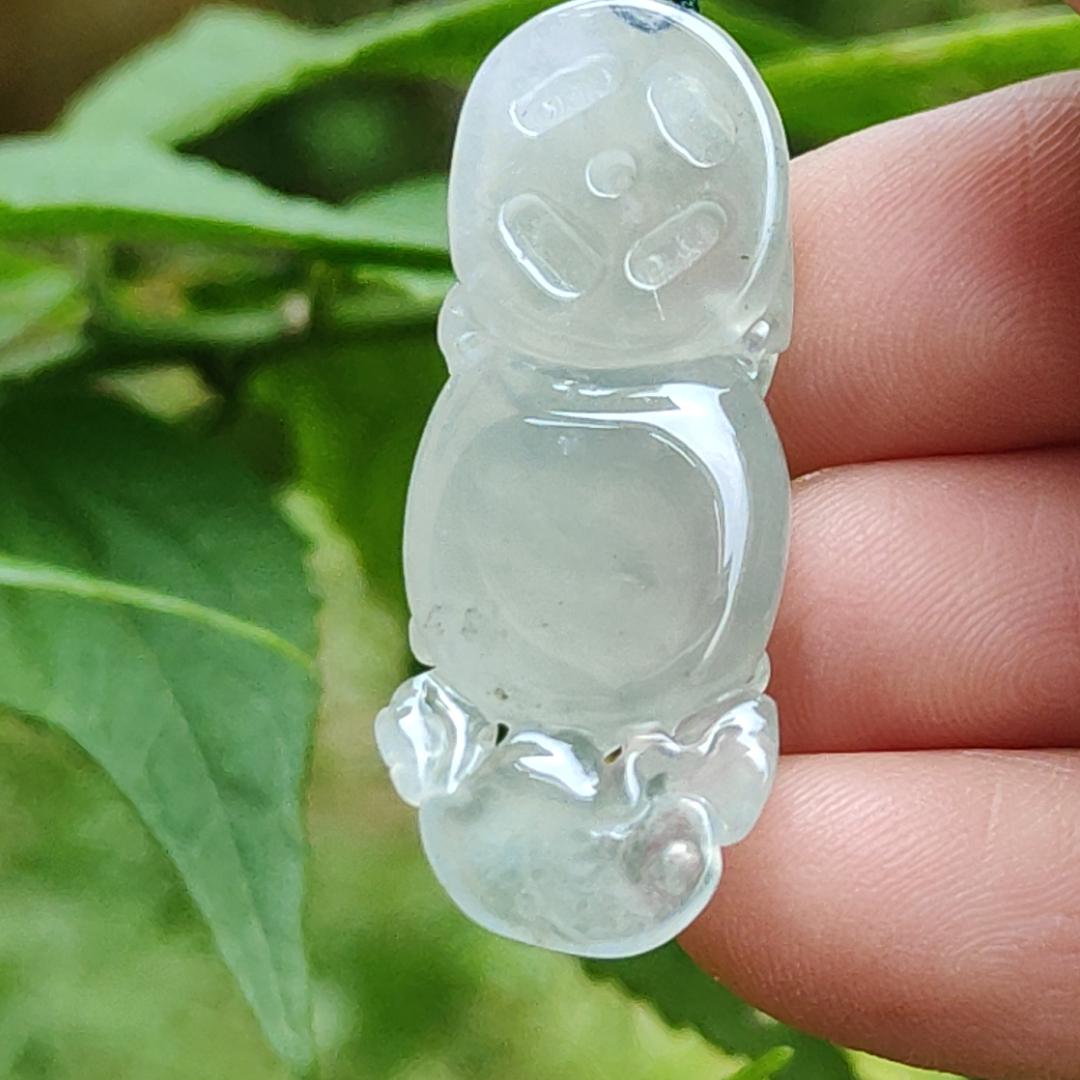 High Quality Icy Translucent Natural Type A Jadeite Jade crafted with Pixiu as Pendant, certificate weighs 6.86 grams, measurement 36.5 * 14.5 * 7.6 mm (pendant261)