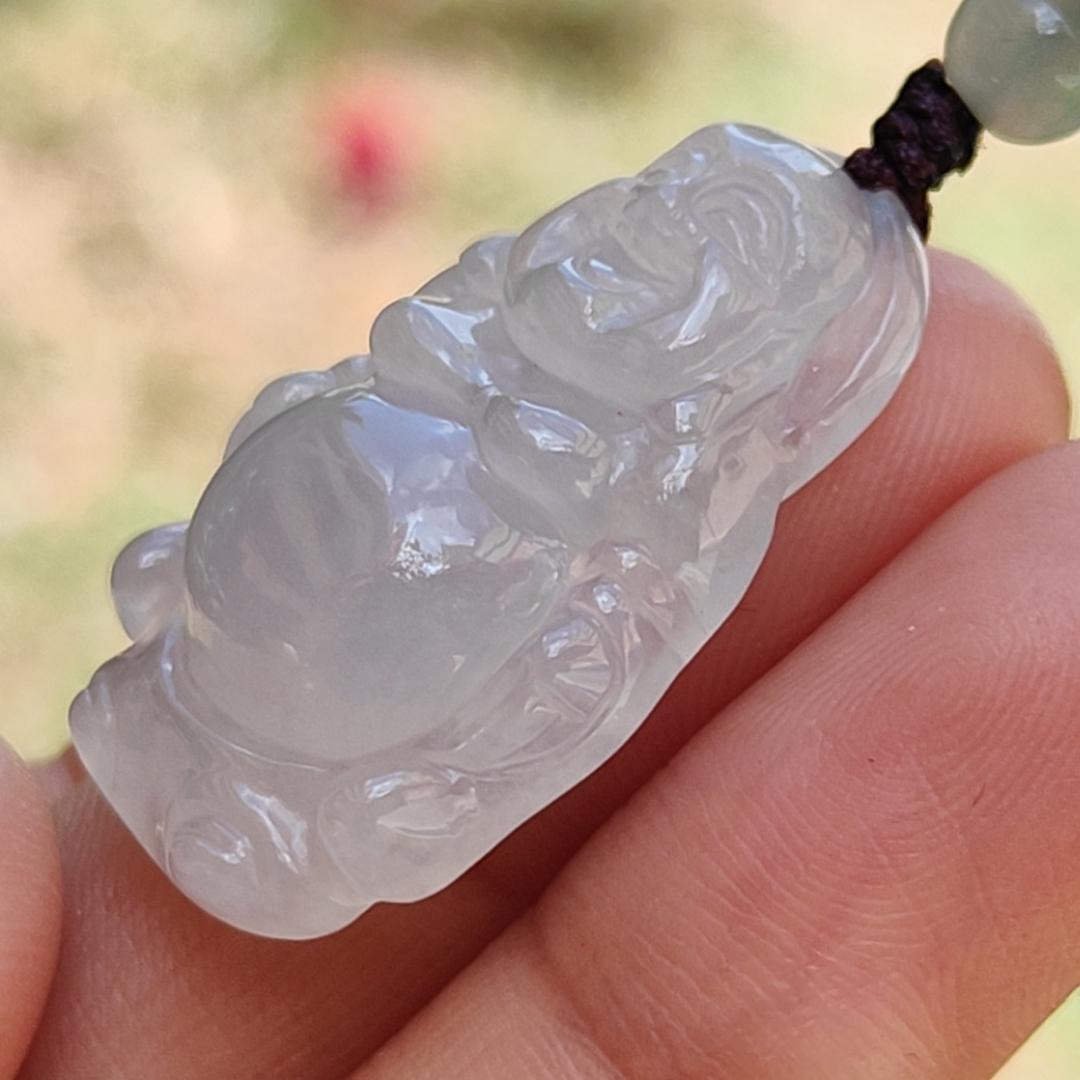 High Quality Natural Type A Jadeite Jade crafted as Standing Milo Buddha as Pendant, certificate weigh 6.38 grams, measurement 29.2 * 17.9 * 8.2 mm (pendant233)