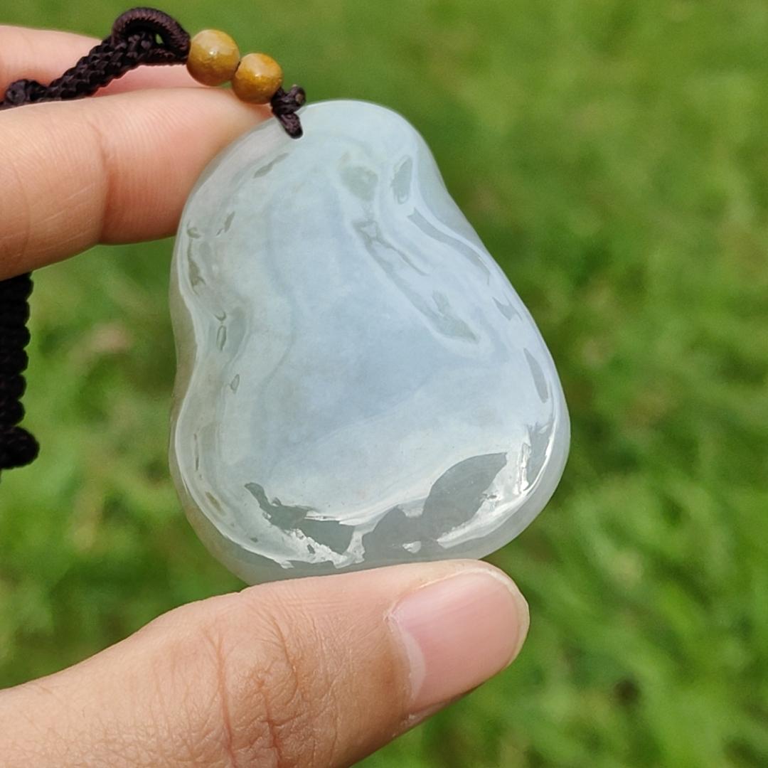 Light Green and Yellow Natural Type A Jadeite Jade Pendant Necklace crafted with Guanyin, certificate included weigh 34.84 grams, Measurement 52 * 35.9 * 11.1 mm (pendant176)