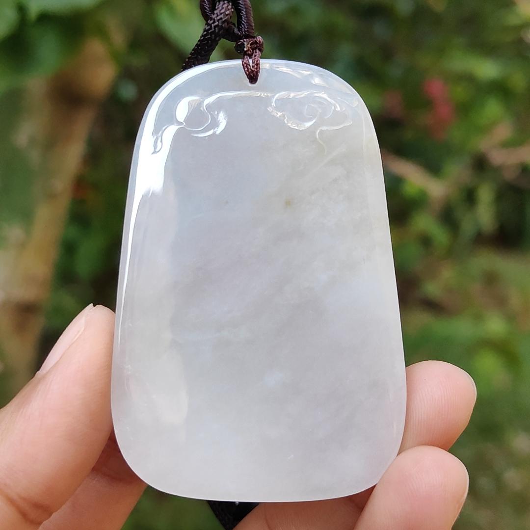 Rare Old Collection White Natural Type A Jadeite Jade crafted with Dragon and Tiger as Pendant, Certificate weigh 44.48 grams, Measurement 60.5 * 40.2 * 9.5 mm (pendant218)