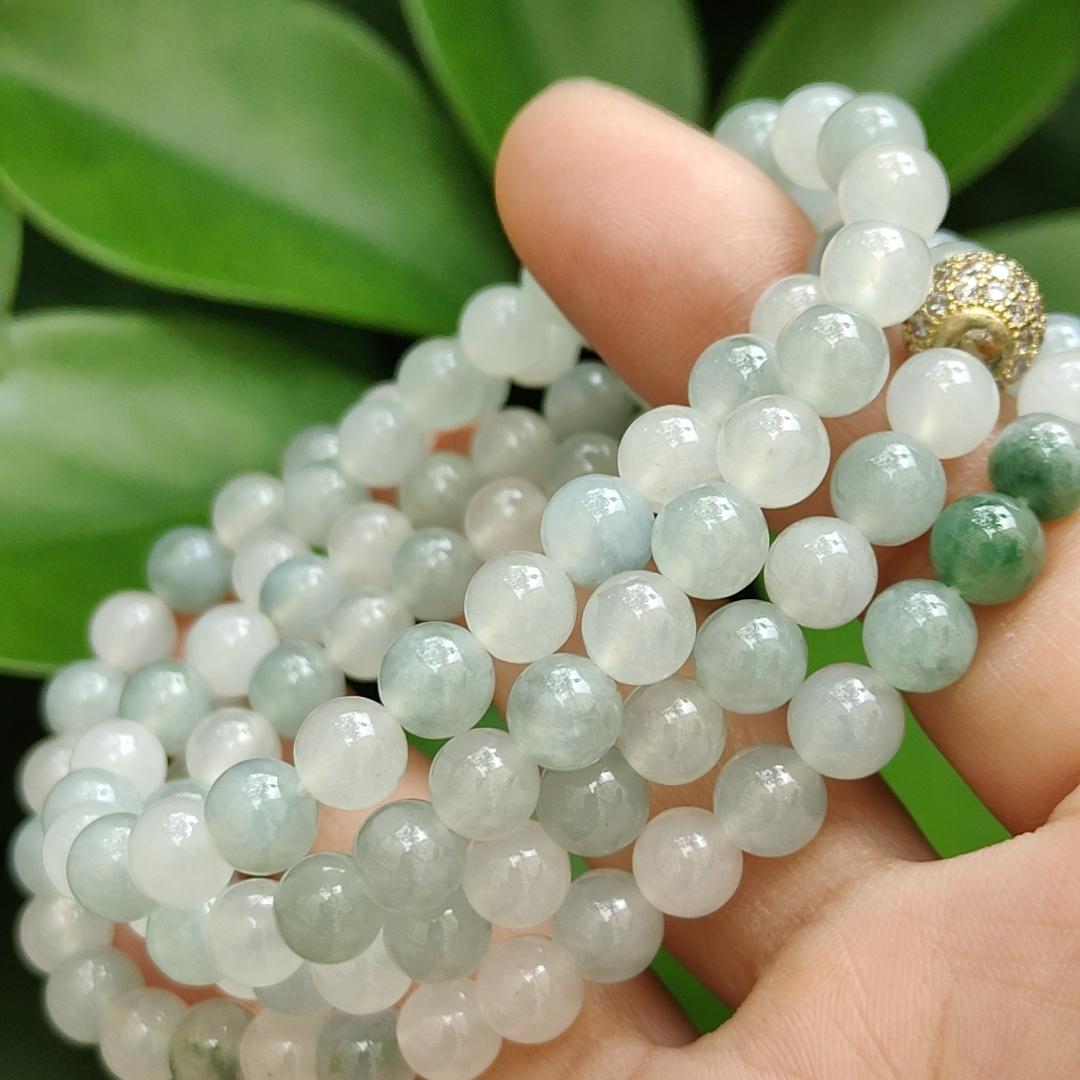 High Quality Good Translucent Natural Type A Jadeite Jade crafted as 112 beads with 99% perfection as Bracelet or Necklace certificate weighs 52.21 grams, measurement 6.6 mm (bracelet28)