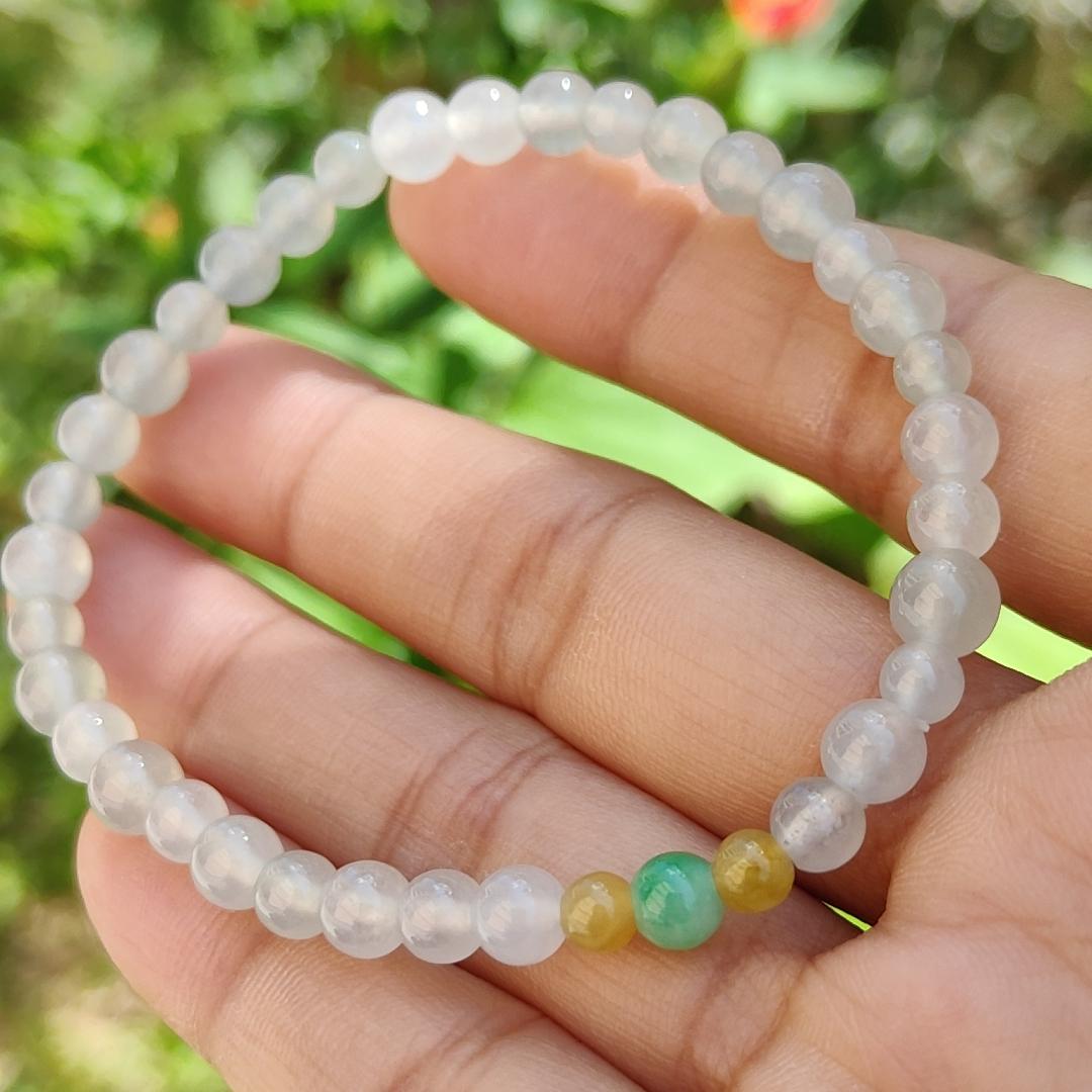 Icy Variety with Good Translucency Natural Type A Jadeite Bracelet measurement at 5.7mm with 37 beads, certificate included weigh 8.60 grams, suitable for casual wear and yet look elegant (bracelet6)