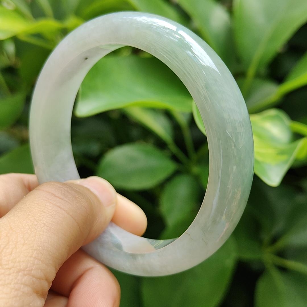 High Quality Light Lavender, Light Green Natural Type A Jadeite Jade Peace Bangle Wrist Size 53.7 mm, certificate weighs 55.94 grams, Width 13.2 Thickness 8 mm (bangle10)