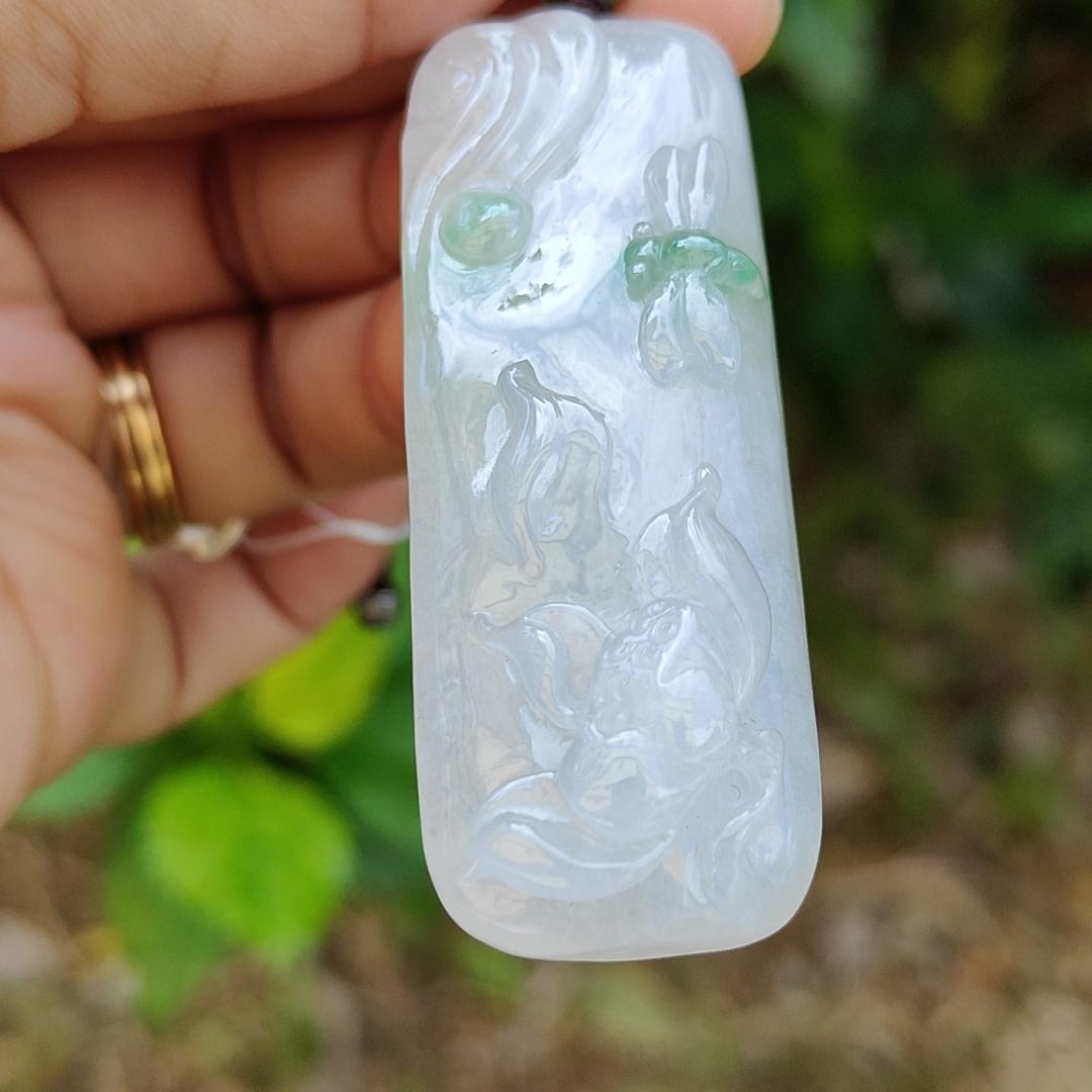 Line of Green Crafted with Very Refreshing Unique Rare Dragonfly with Flower Natural Type A Jadeite Pendant come with certificate weight 26.84 grams, 57.20 * 21.70 * 11.80 mm suitable for daily wear (pendant114)