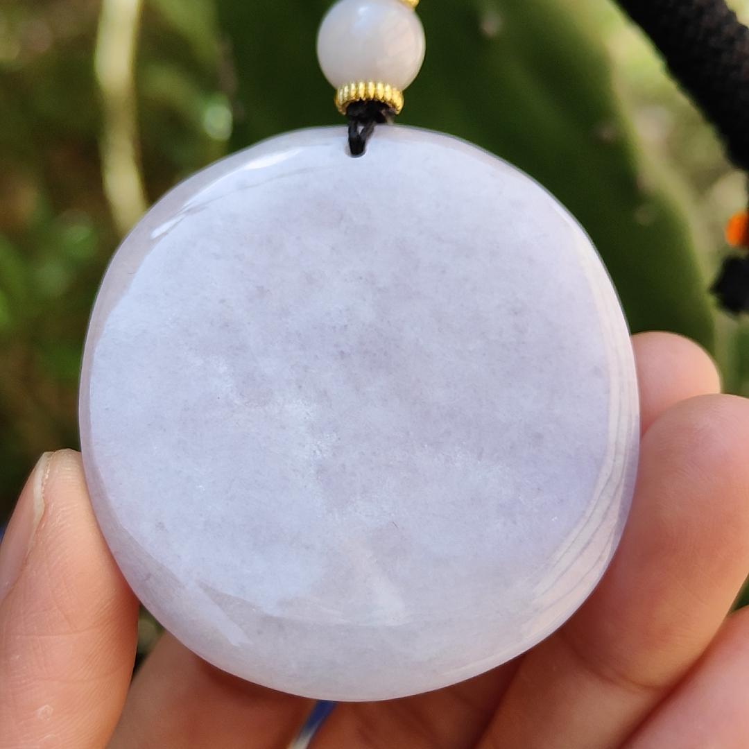 Light Lavender Qilin Natural Type A Jadeite Pendant with certificate weigh 51.04 grams, 51.3 * 46.6 * 12 mm, symbols of Auspicious, peaceful, and happy, suitable for daily wear (pendant62)