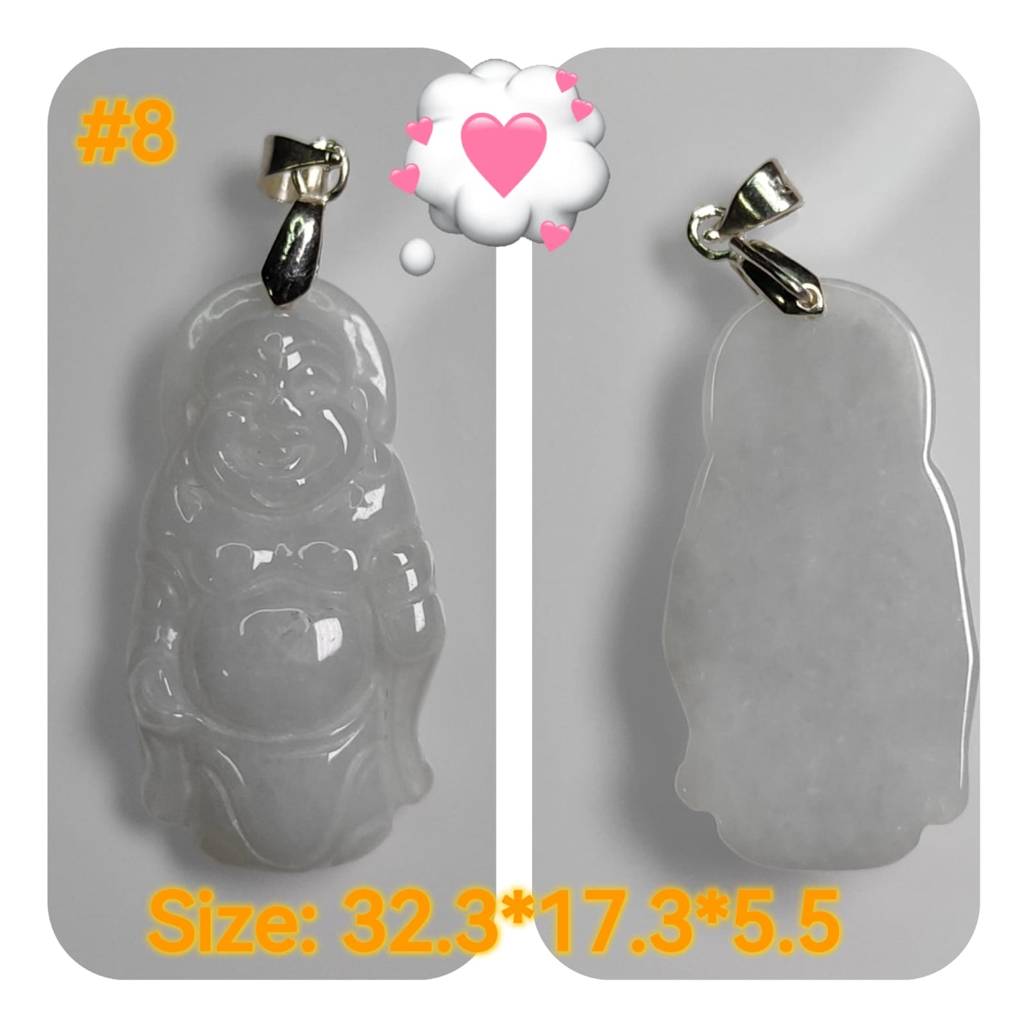 Casual Daily Wear - Natural Type A Jadeite Jade - crafted as Standing buddha to use as a Pendant - No Certitficate - with S990 Clasp (Choose #1 to #8)