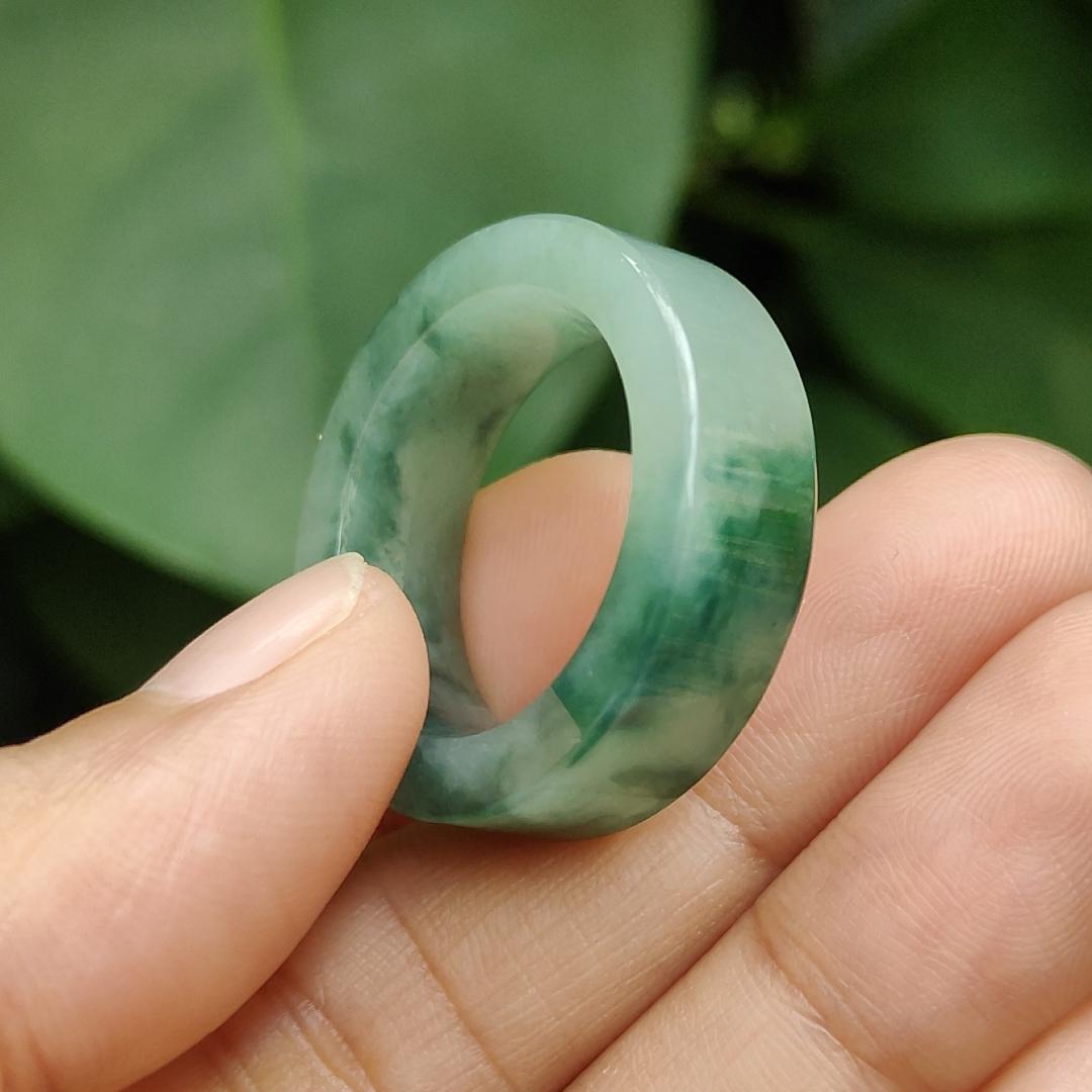 Spicy Green with Green Hue High Quality Natural Type A Jadeite Jade crafted as Ring, finger size 19mm, QIC labs approved certificate weighs 7.88 grams, measurement 7.8 * 4.5 mm (ring10)