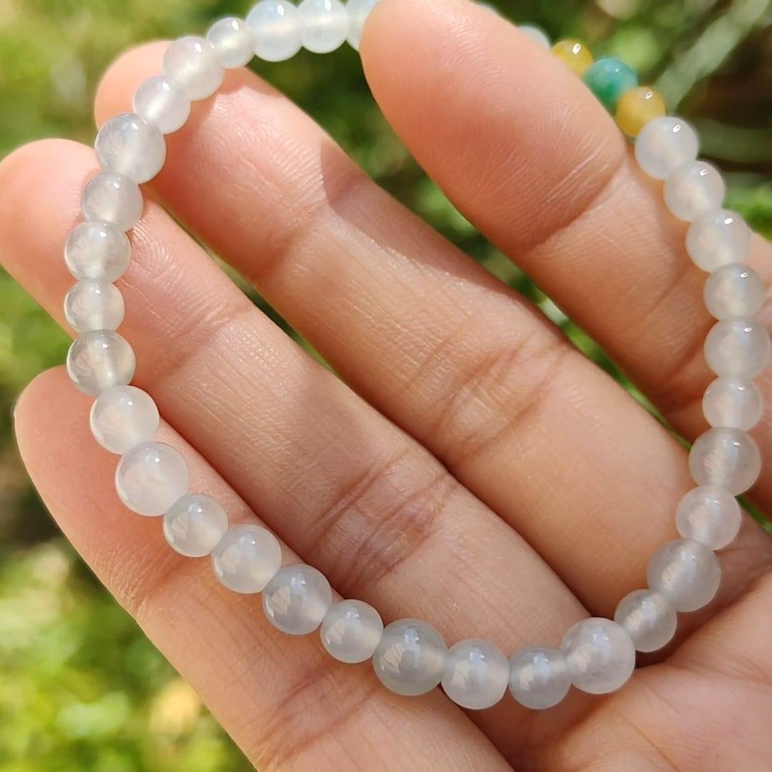 Icy Variety with Good Translucency Natural Type A Jadeite Bracelet measurement at 5.7mm with 37 beads, certificate included weigh 8.60 grams, suitable for casual wear and yet look elegant (bracelet6)