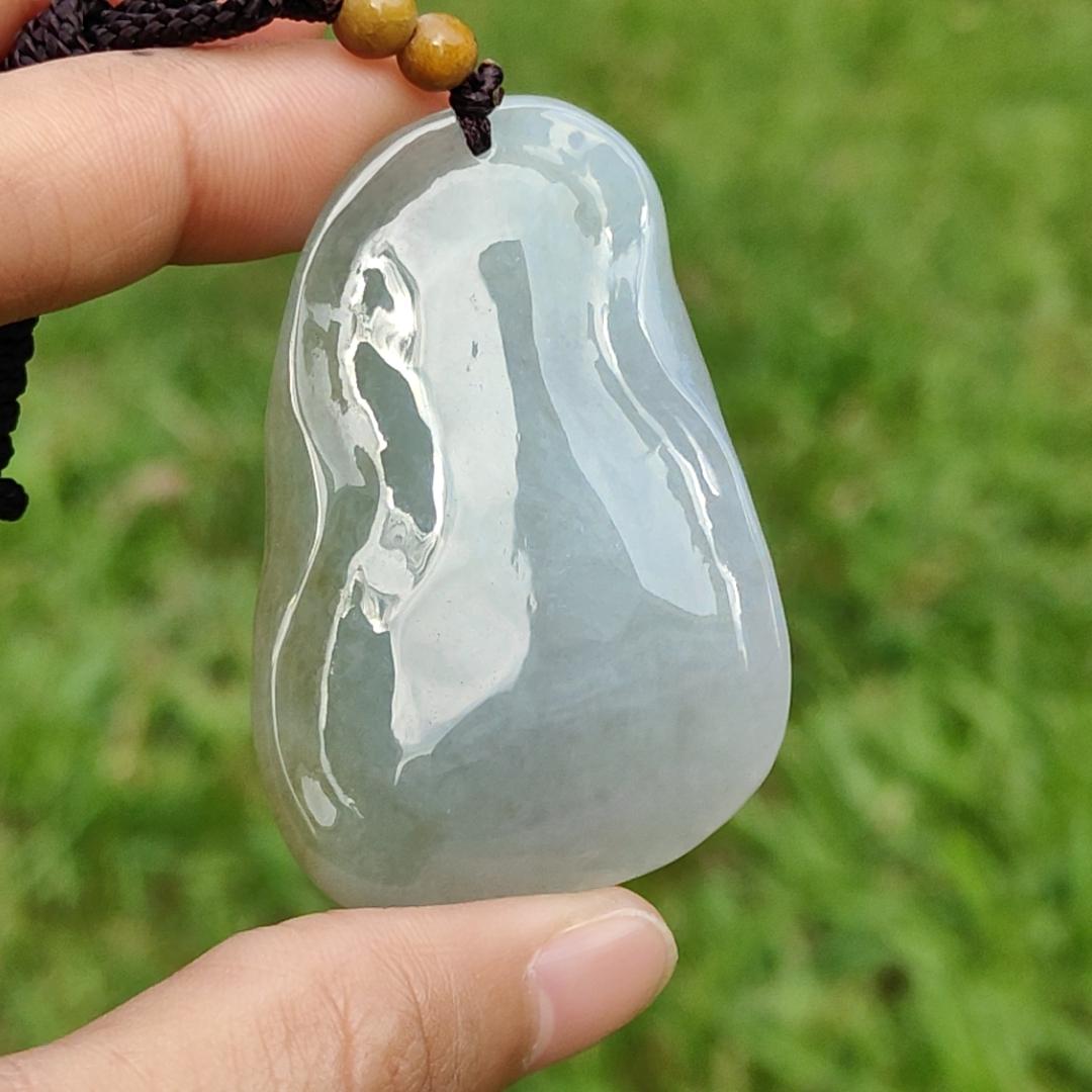 Light Green and Yellow Natural Type A Jadeite Jade Pendant Necklace crafted with Guanyin, certificate included weigh 34.84 grams, Measurement 52 * 35.9 * 11.1 mm (pendant176)