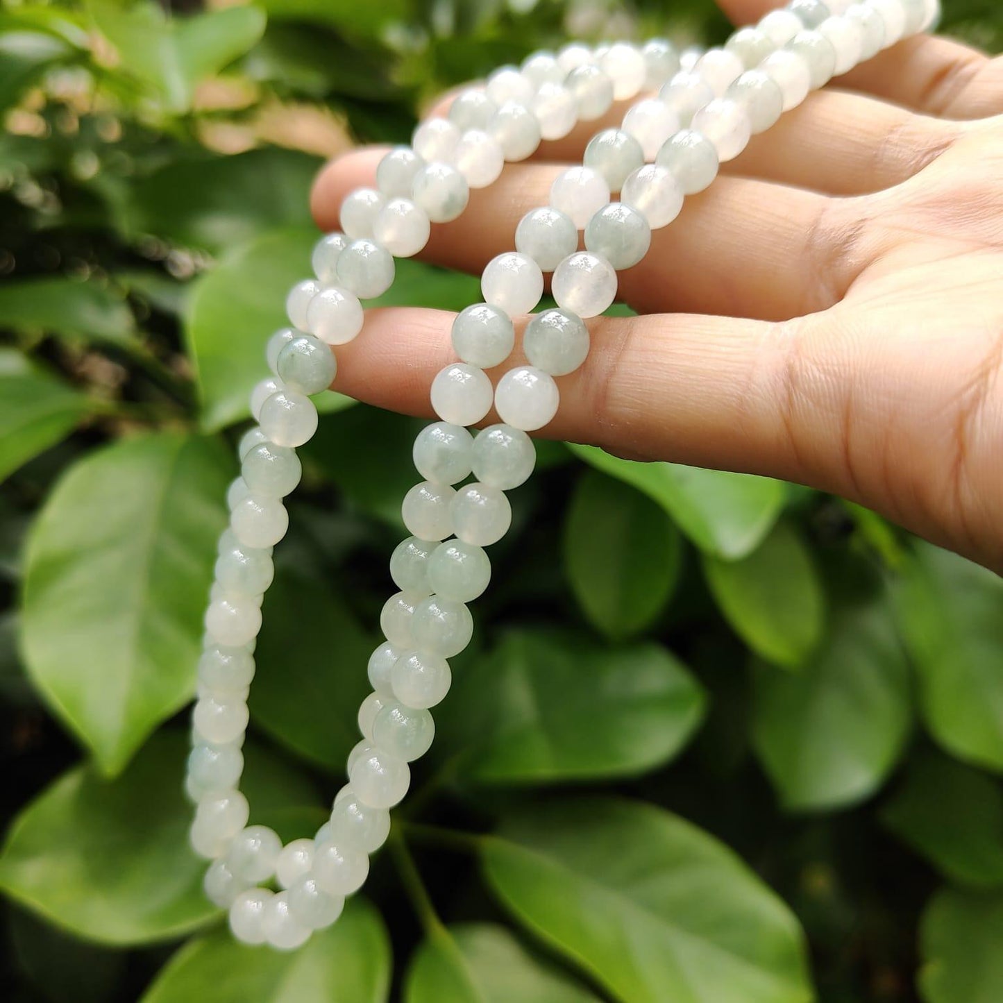 High Quality Good Translucent Natural Type A Jadeite Jade crafted as 112 beads with 99% perfection as Bracelet or Necklace certificate weighs 52.21 grams, measurement 6.6 mm (bracelet28)