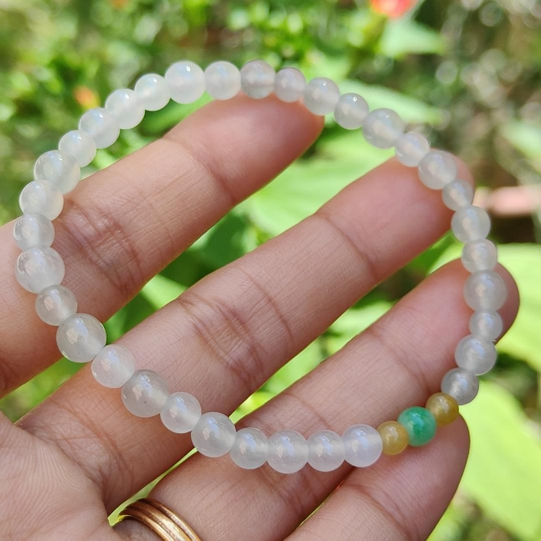 Icy Variety with Good Translucency Natural Type A Jadeite Bracelet measurement at 5.7mm with 37 beads, certificate included weigh 8.60 grams, suitable for casual wear and yet look elegant (bracelet6)