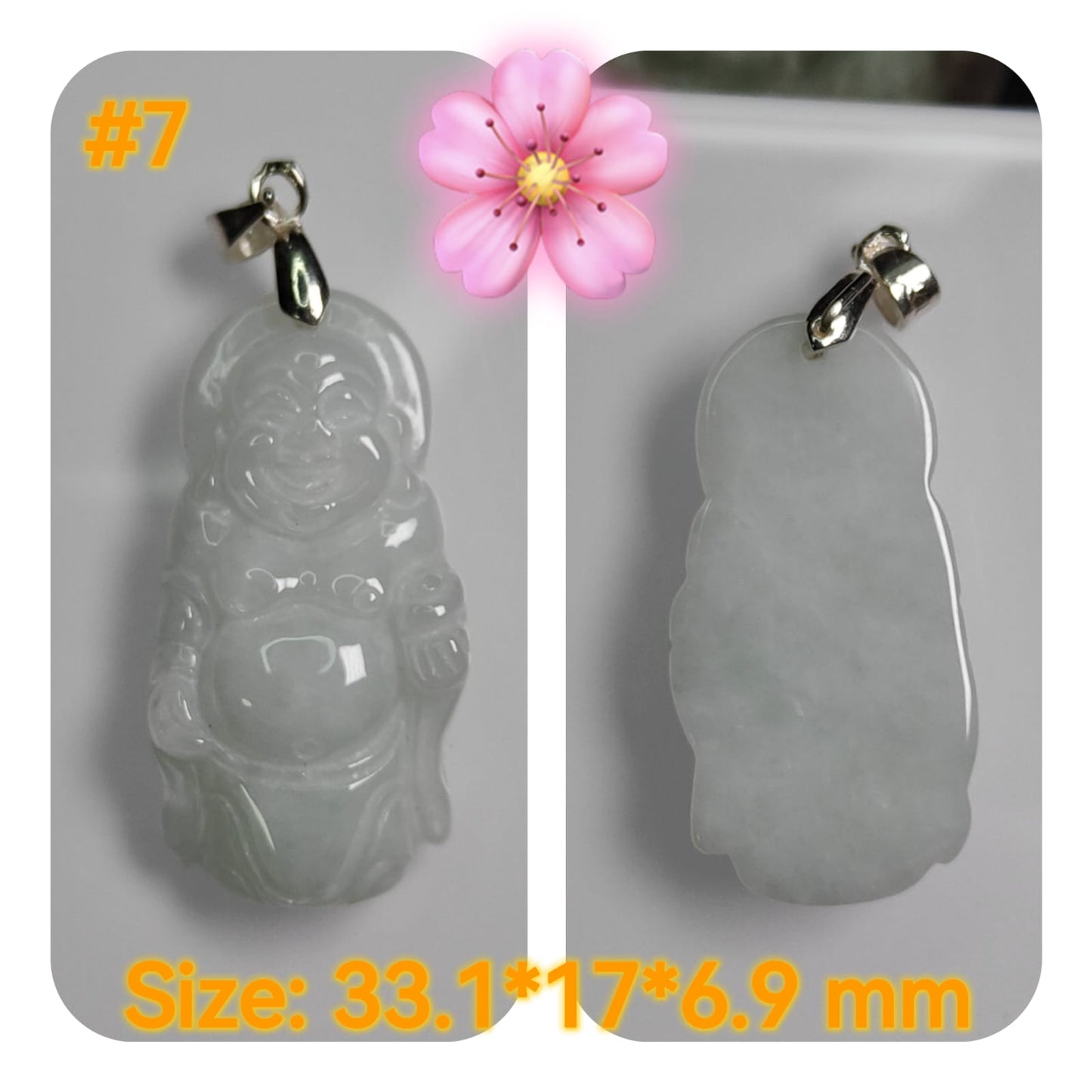 Casual Daily Wear - Natural Type A Jadeite Jade - crafted as Standing buddha to use as a Pendant - No Certitficate - with S990 Clasp (Choose #1 to #8)