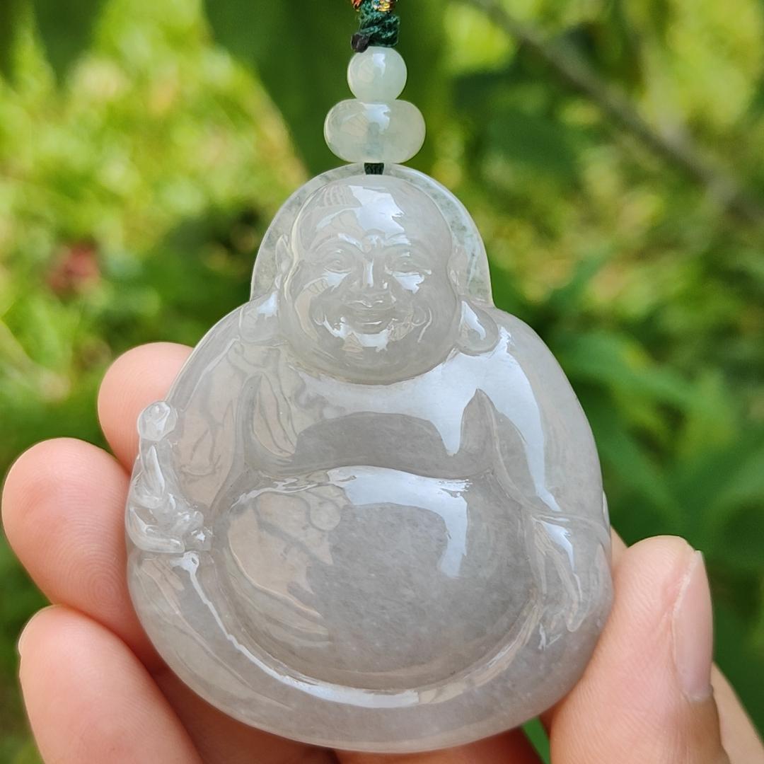 Rare Old Collection Natural Type A Jadeite Jade Pendant Necklace crafted as Milo Buddha with certificate weigh 56.32 grams, measurement 54.2 * 45.6 * 12.8 mm (pendant181)