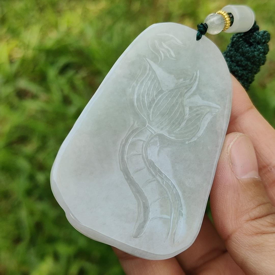 Natural Type A Jadeite Pendant Necklace crafted with Big Domineering Dragon symbols of power, status, authority, certificate included weigh 49.53 grams, 67.7 * 42 * 10.3 mm (pendant22)