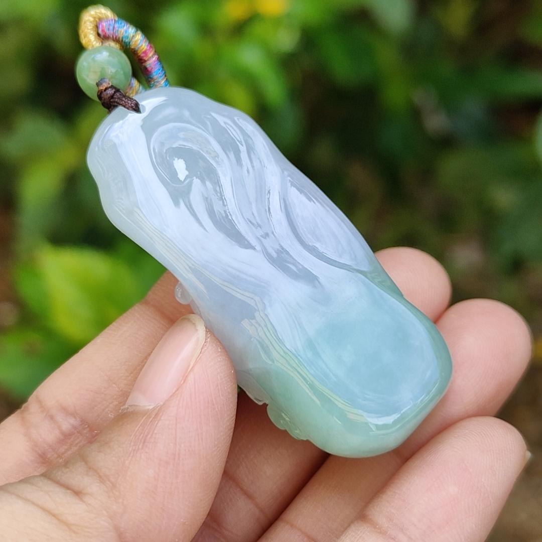 Lavender and Green Natural Type A Jadeite Pendant crafted with Milo Buddha represent Compassionate, tolerant, optimistic and open-minded with certificate weight 29.40 grams, 50.80 * 20.80 * 13.60 mm suitable for daily wear (pendant108)