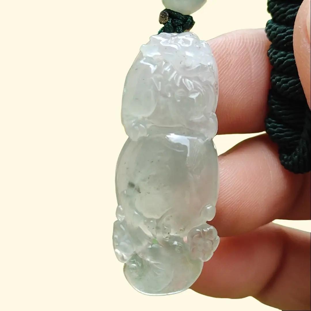 High Quality Icy Translucent Natural Type A Jadeite Jade crafted with Pixiu as Pendant, certificate weighs 6.86 grams, measurement 36.5 * 14.5 * 7.6 mm (pendant261)