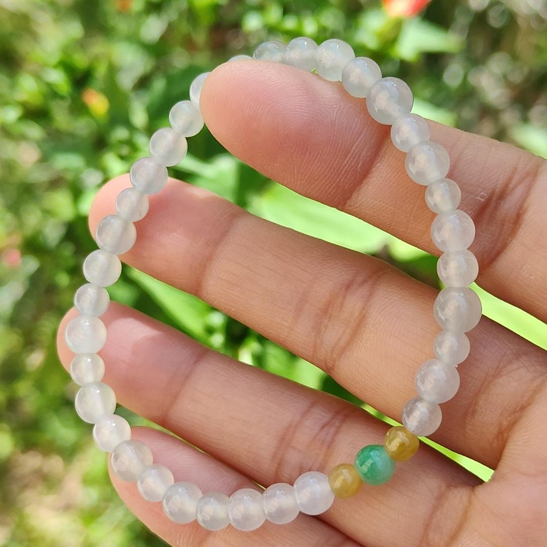 Icy Variety with Good Translucency Natural Type A Jadeite Bracelet measurement at 5.7mm with 37 beads, certificate included weigh 8.60 grams, suitable for casual wear and yet look elegant (bracelet6)