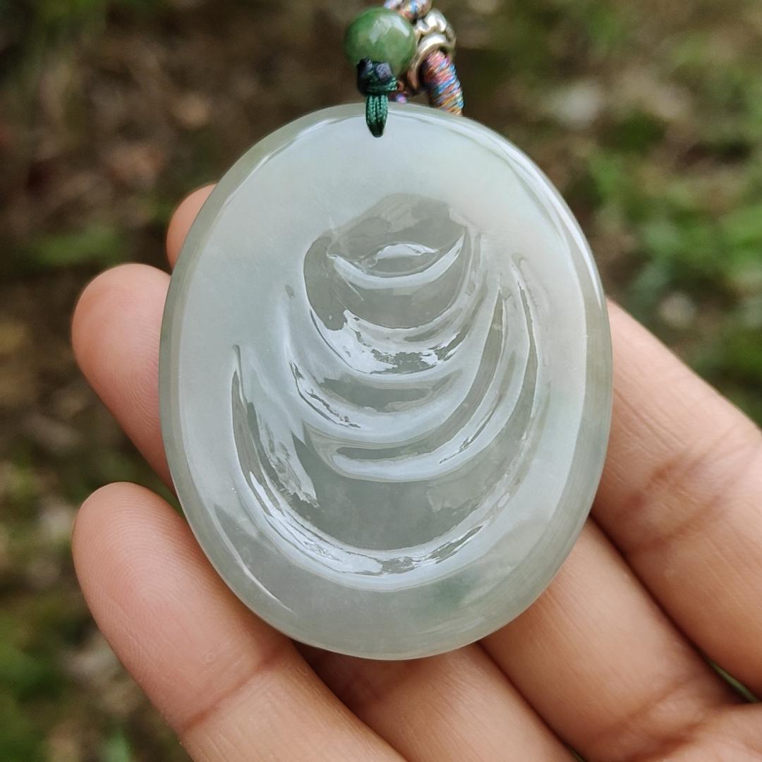 High Quality Natural Type A Jadeite Jade crafted as Ruyi Milo Buddha as Pendant, certificate weighs 47.74 grams, measurement 50.2 * 40.5 * 12.9 mm (pendant254)